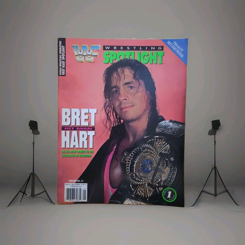 Rare Bret Hitman Hart WWF wrestling Spotlight magazine #25 W/2 Giant Posters